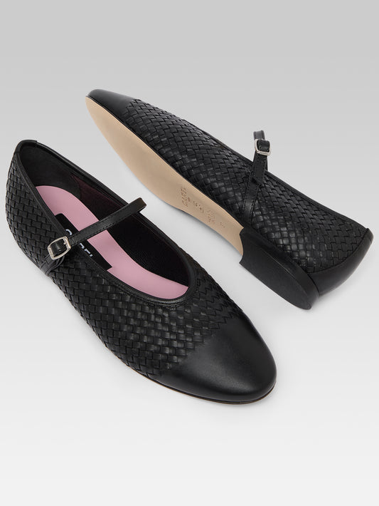 Tracy - Ballerines babies cuir tressé noir - Image numéro 3