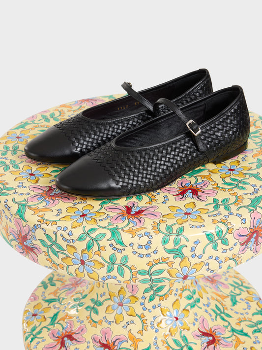 Tracy - Black braided leather ballet flats - Image number 8