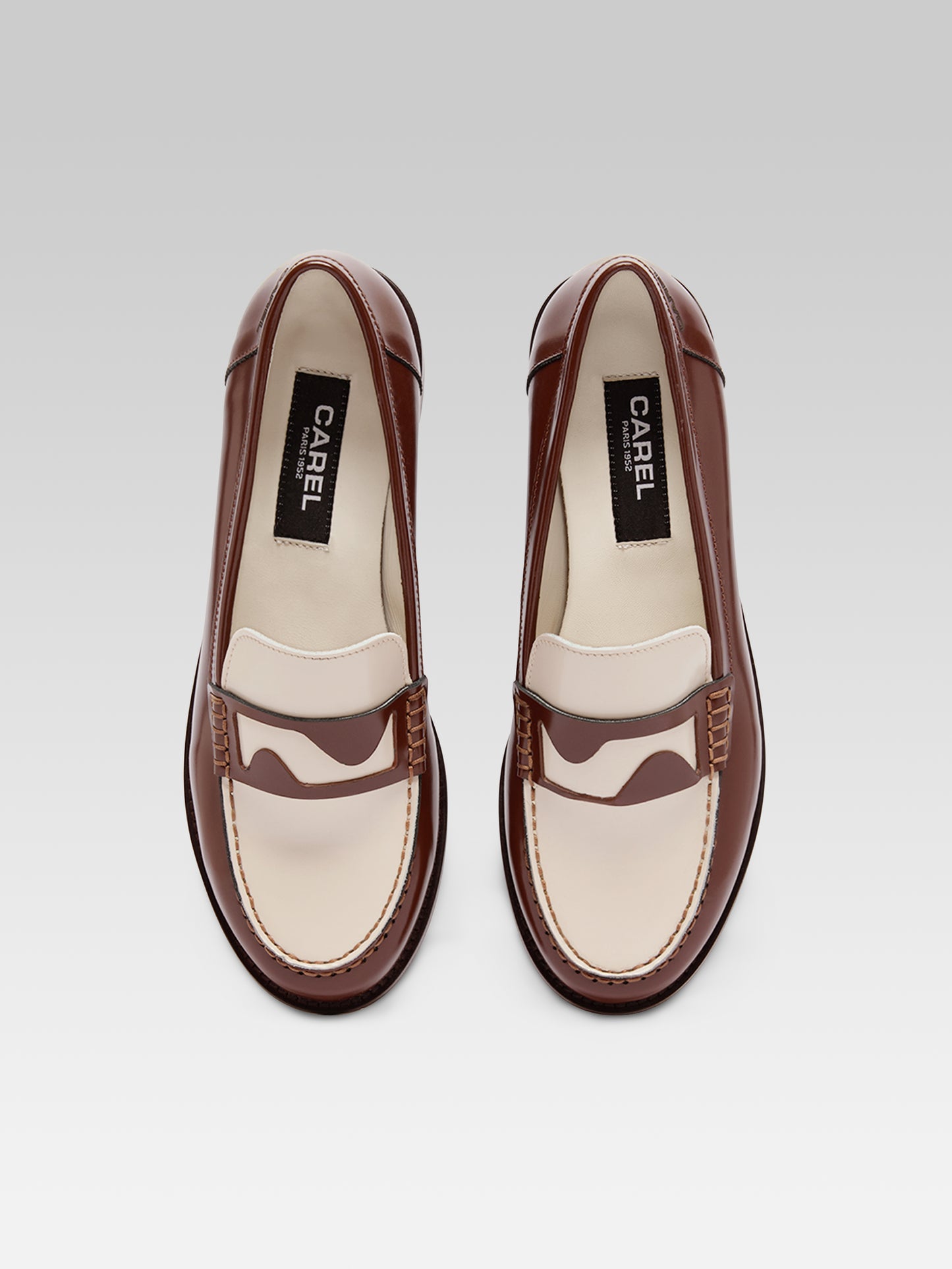 Bossa - Mocassins cuir glacé cognac et ivoire