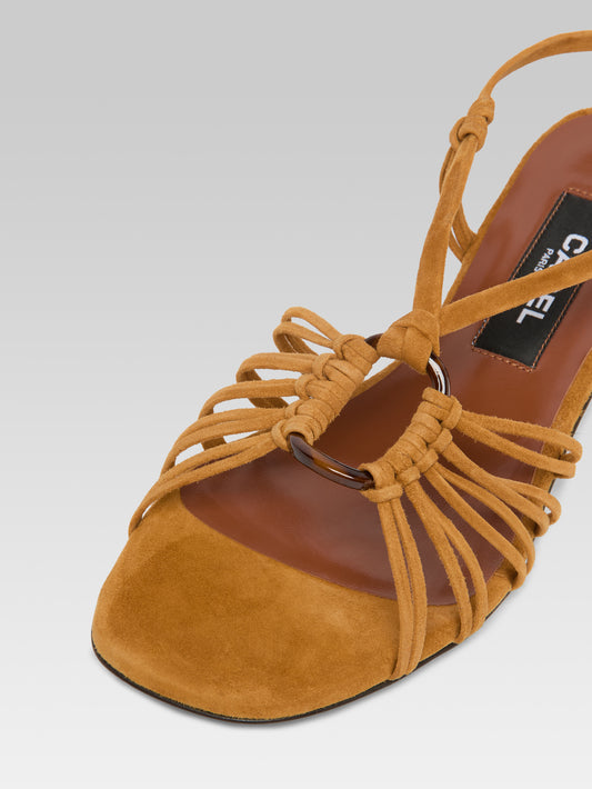 Janeiro - Cognac suede leather sandals - Image number 3