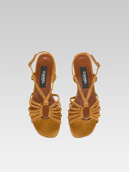 Janeiro - Cognac suede leather sandals - Image number 4