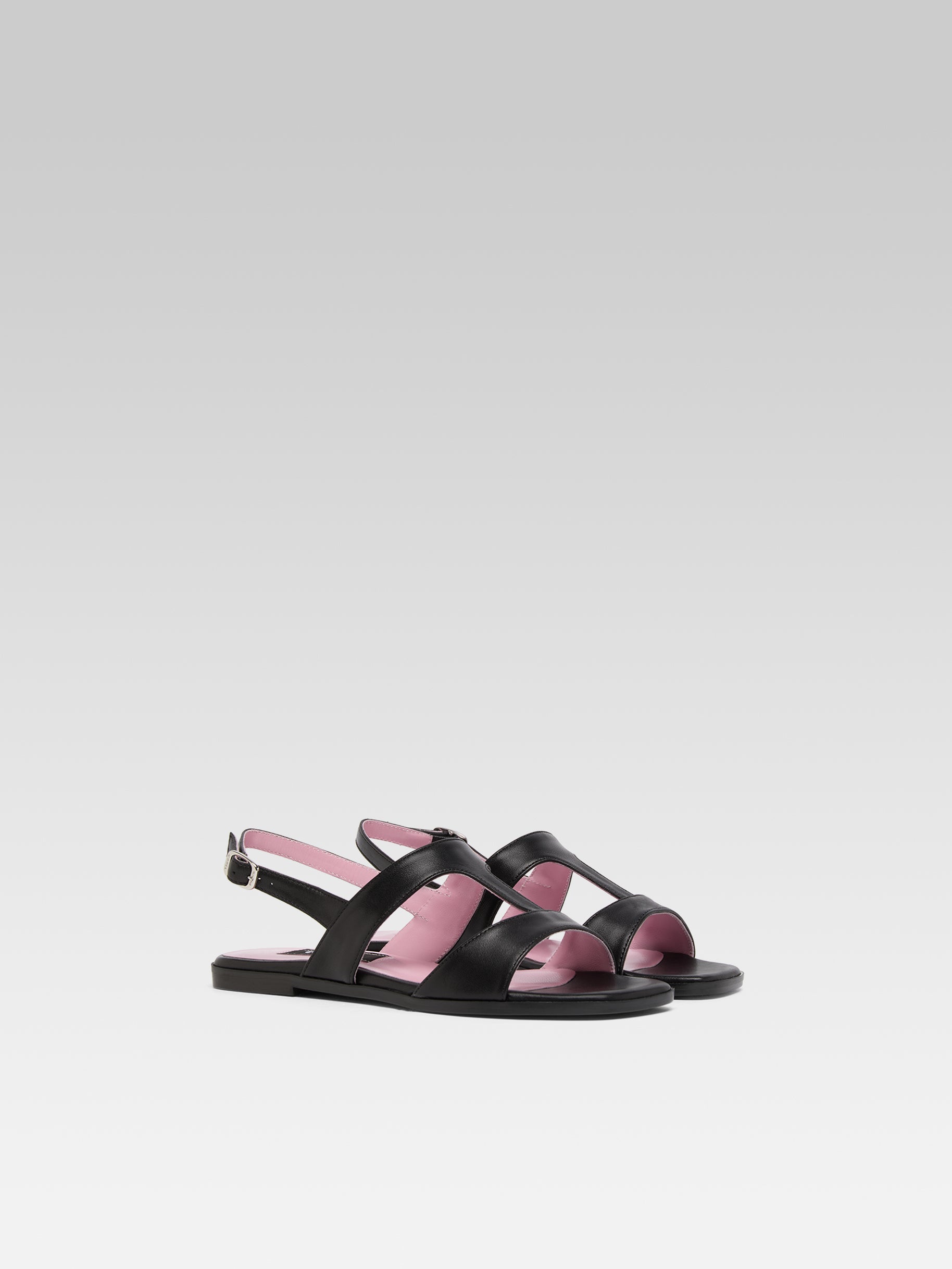 Roma - Black leather sandals - Image number 3