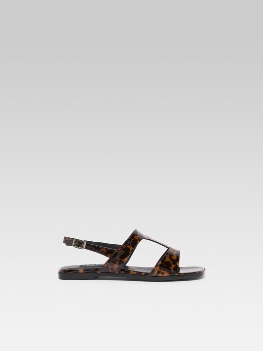Roma - Sandales cuir verni léopard marron - Image numéro 1
