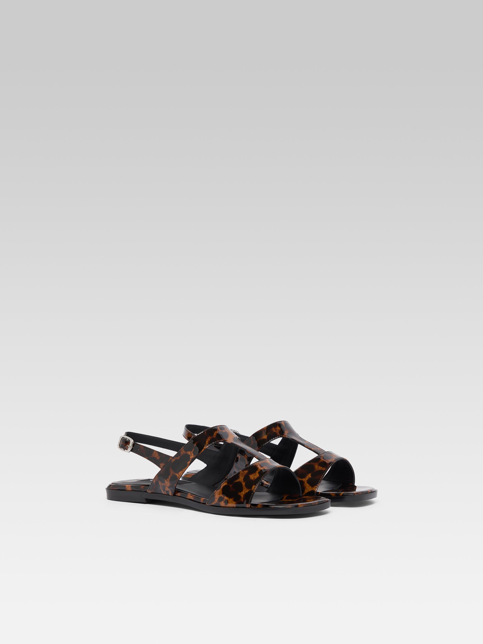 Roma - Sandales cuir verni léopard marron - Image numéro 9