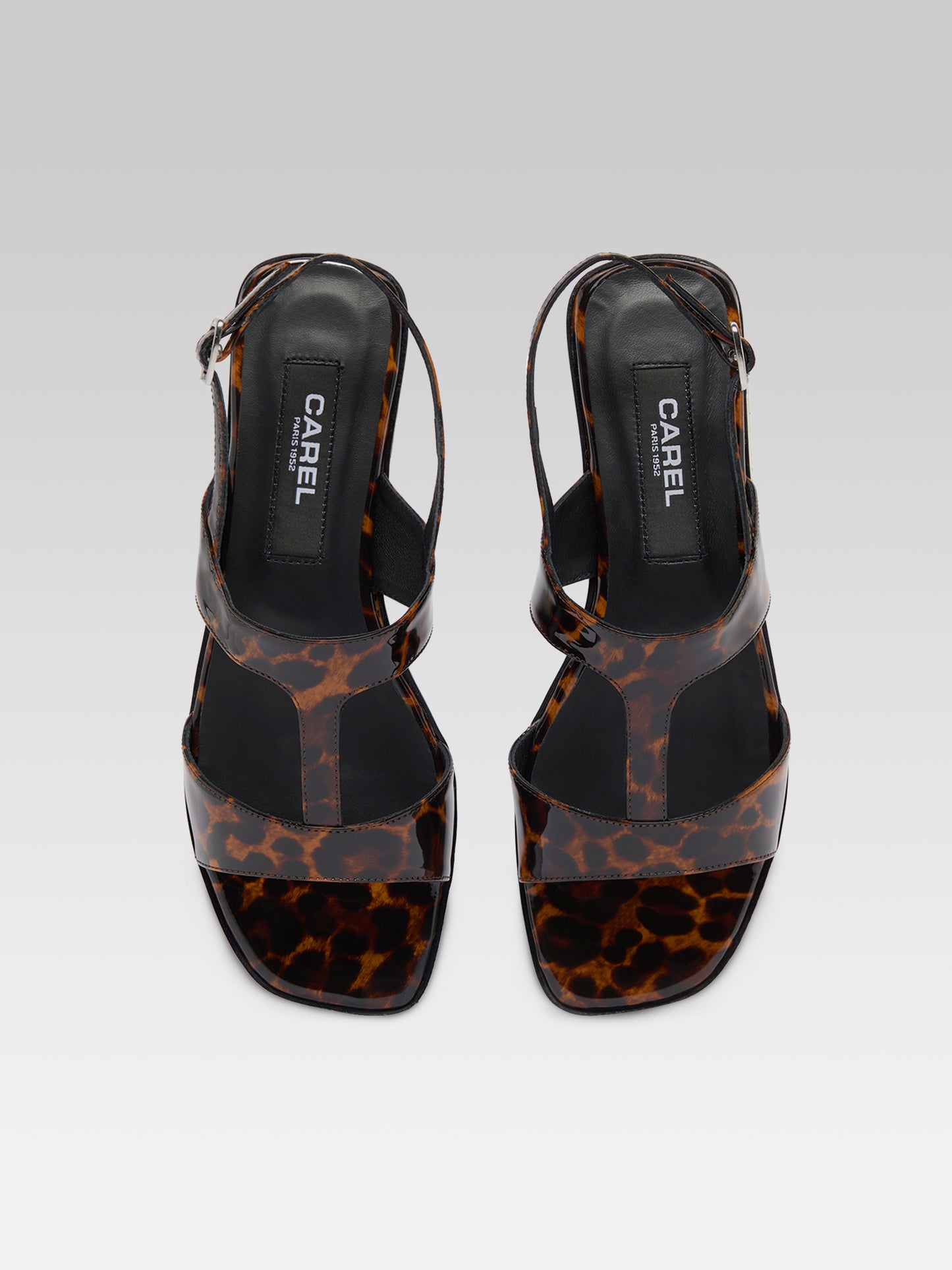 Roma - Sandales cuir verni léopard marron