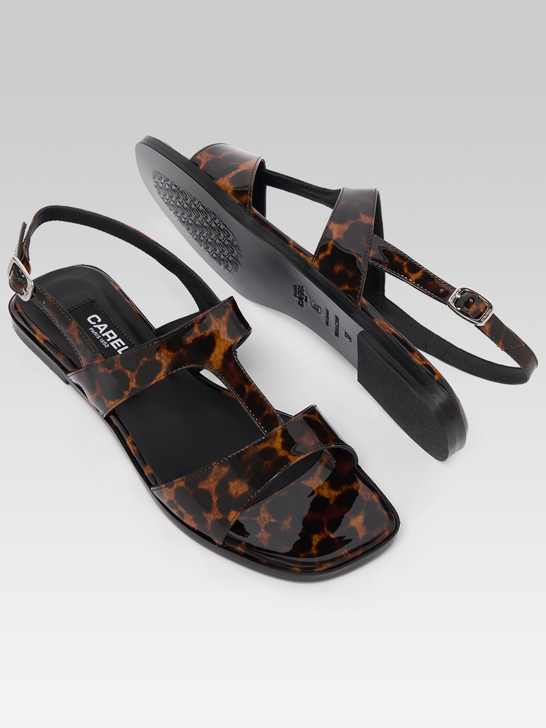 Roma - Sandales cuir verni léopard marron - Image numéro 2