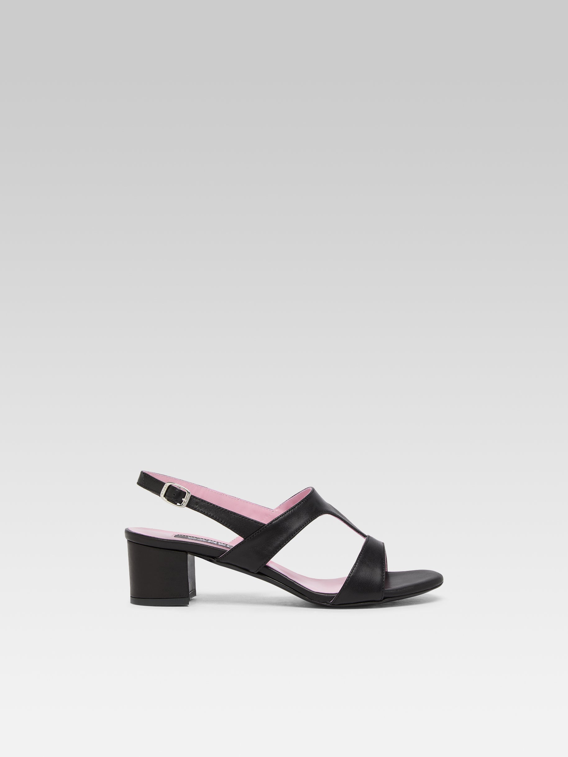 Romy - Sandales à talon cuir noir