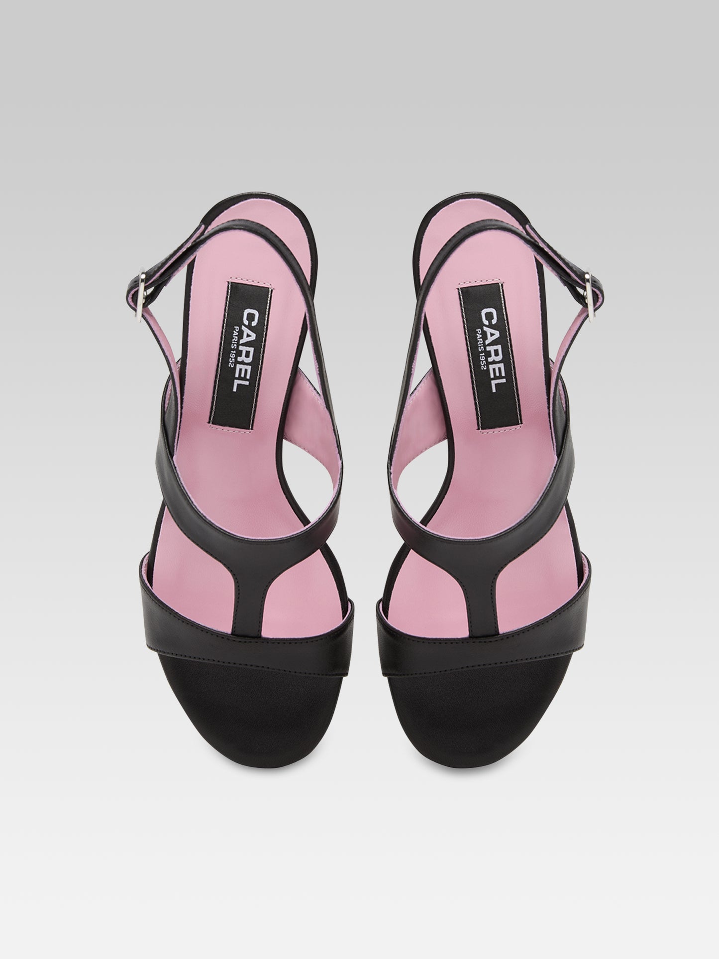 Romy - Black leather heeled sandals