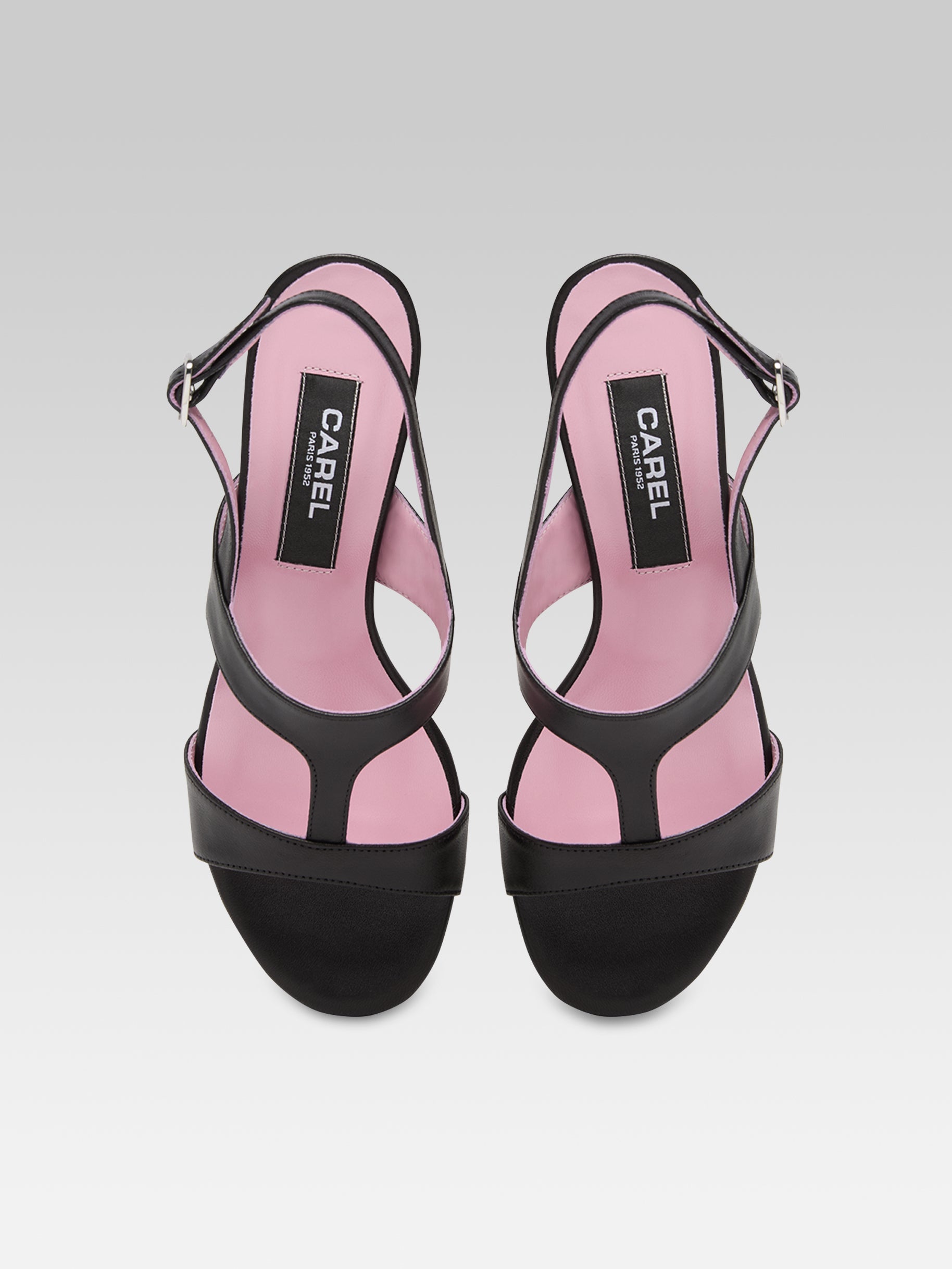 Romy - Black leather heeled sandals - Image number 4