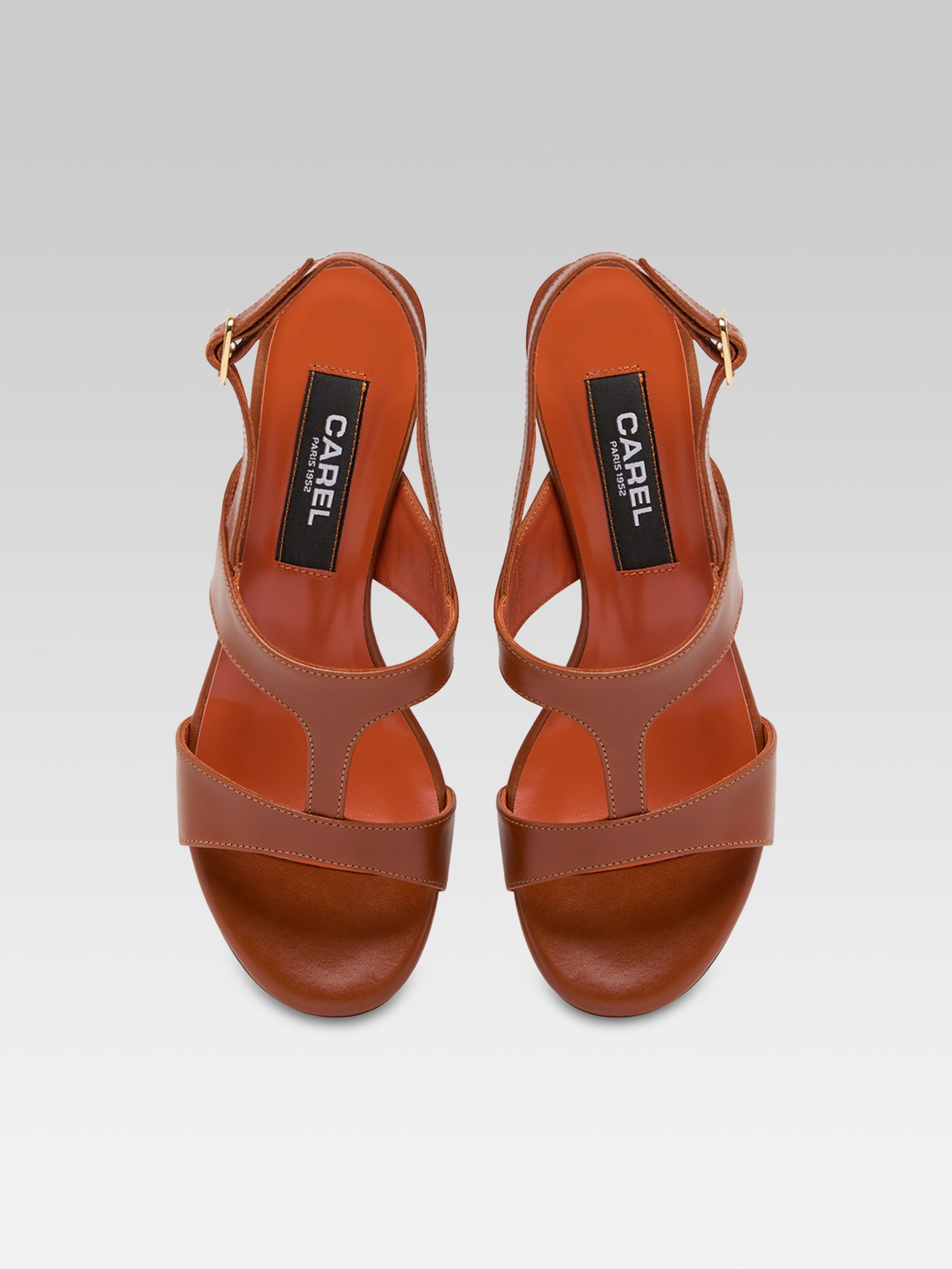 Romy - Sandales à talon cuir cognac - Image numéro 4