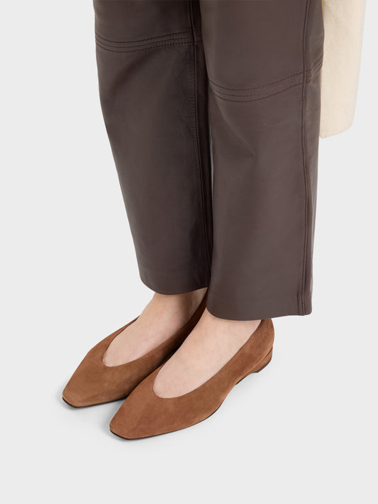 Emilia - Cognac suede leather ballet flats - Image number 5