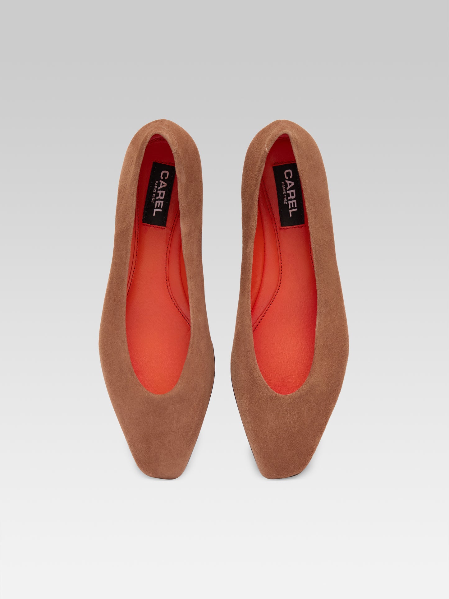 Emilia - Ballerines cuir velours cognac