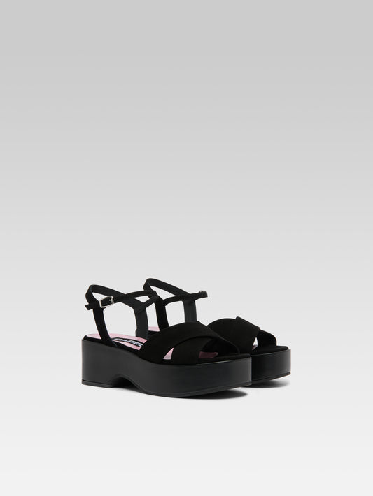 Carnaval - Black suede leather sandals - Image number 2