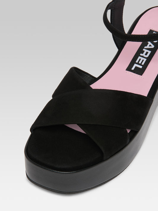 Carnaval - Black suede leather sandals - Image number 3