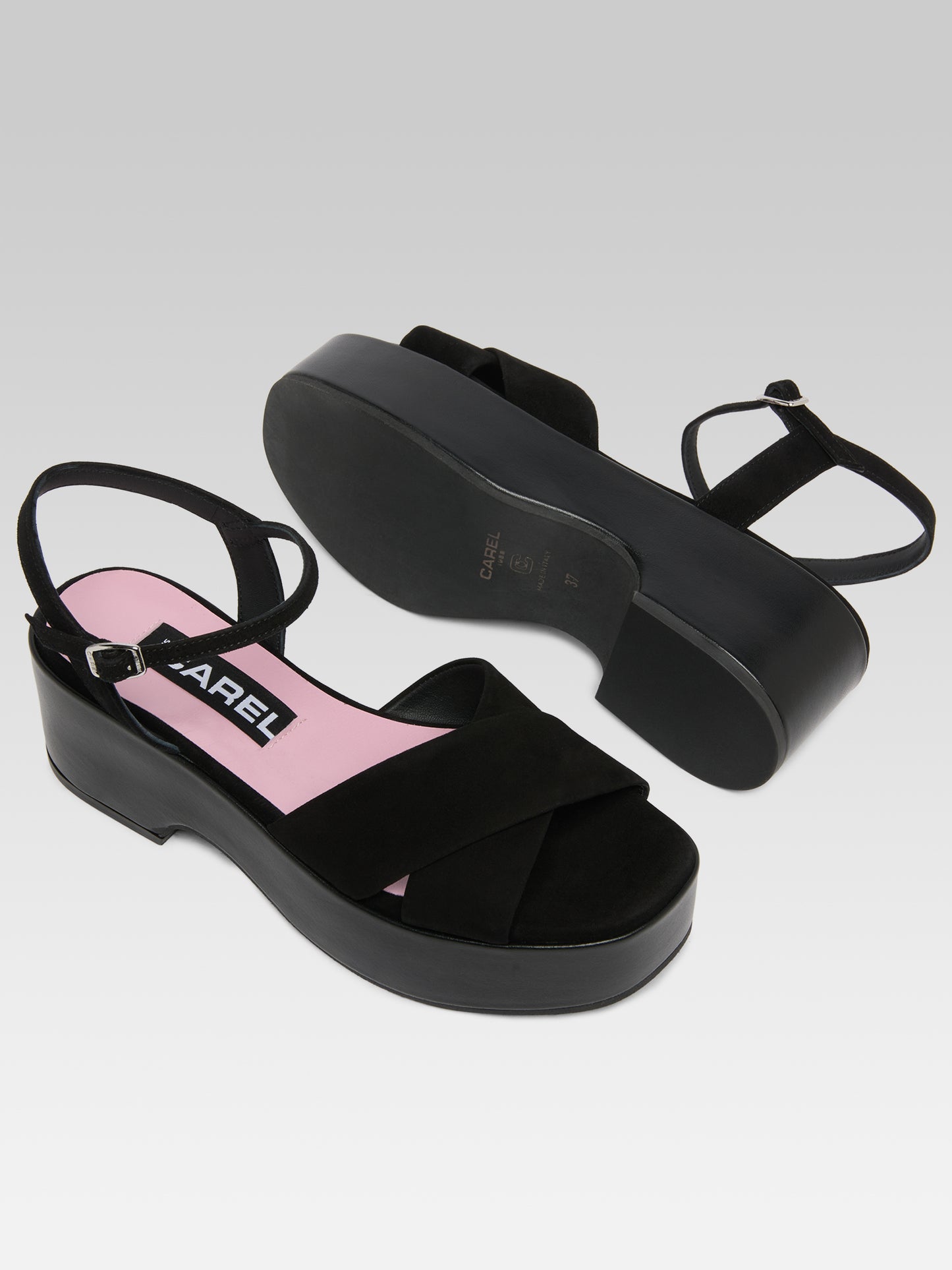 Carnaval - Sandales cuir velours noir