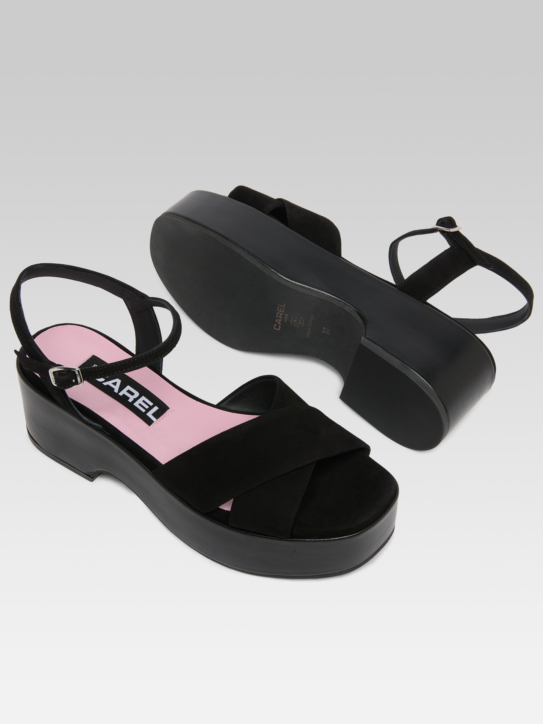 Carnaval - Sandales cuir velours noir - Image numéro 5