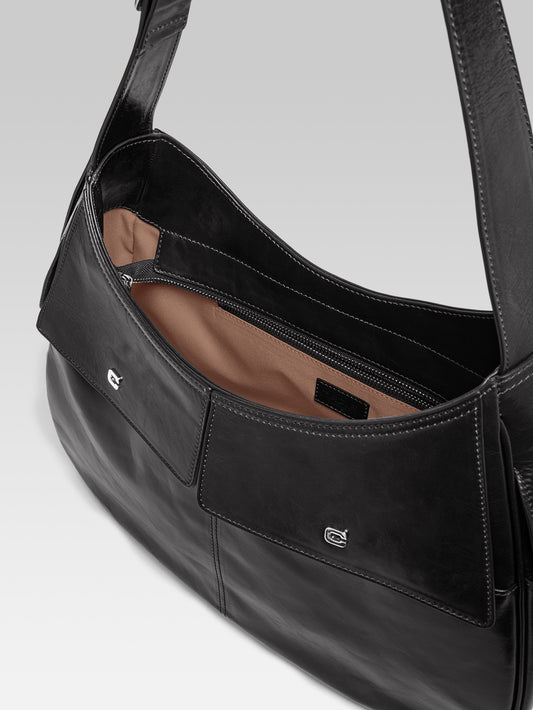 Orsay - Black naplack leather shoulder bag - Image number 5