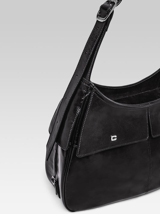 Orsay - Black naplack leather shoulder bag - Image number 3