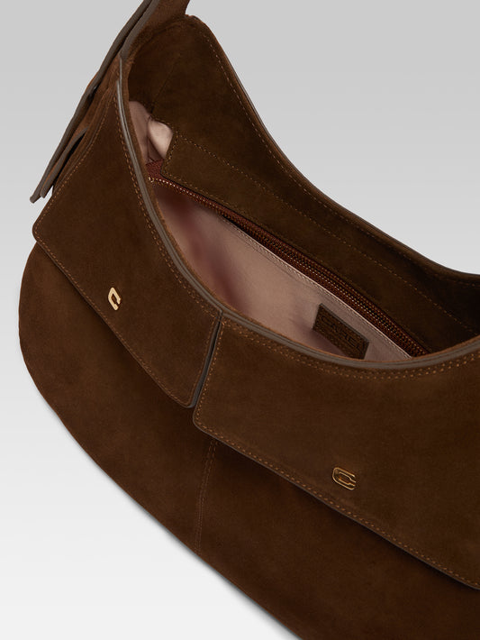 Orsay - Brown suede leather shoulder bag - Image number 4