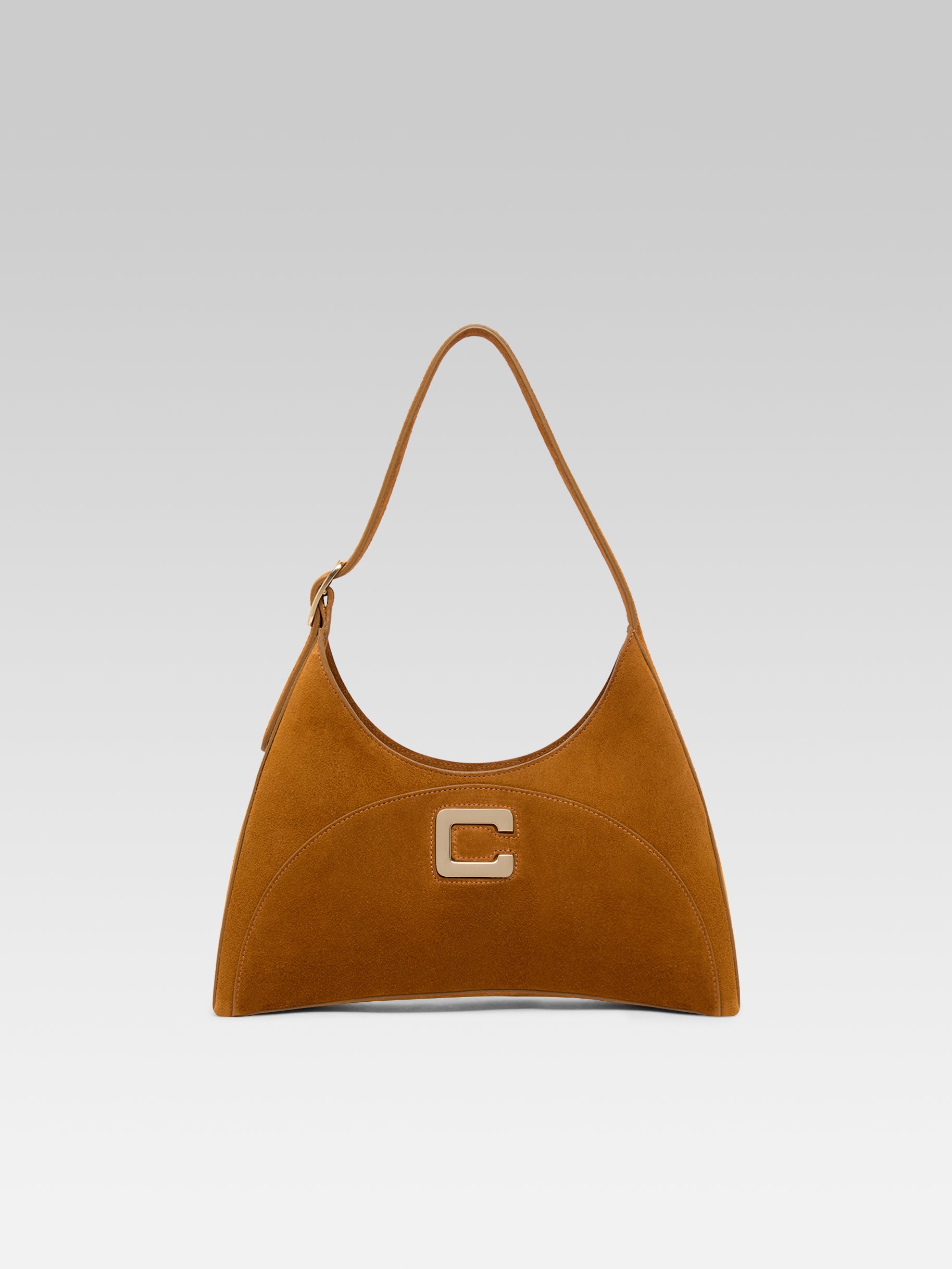 Concorde - Sac épaule cuir velours cognac