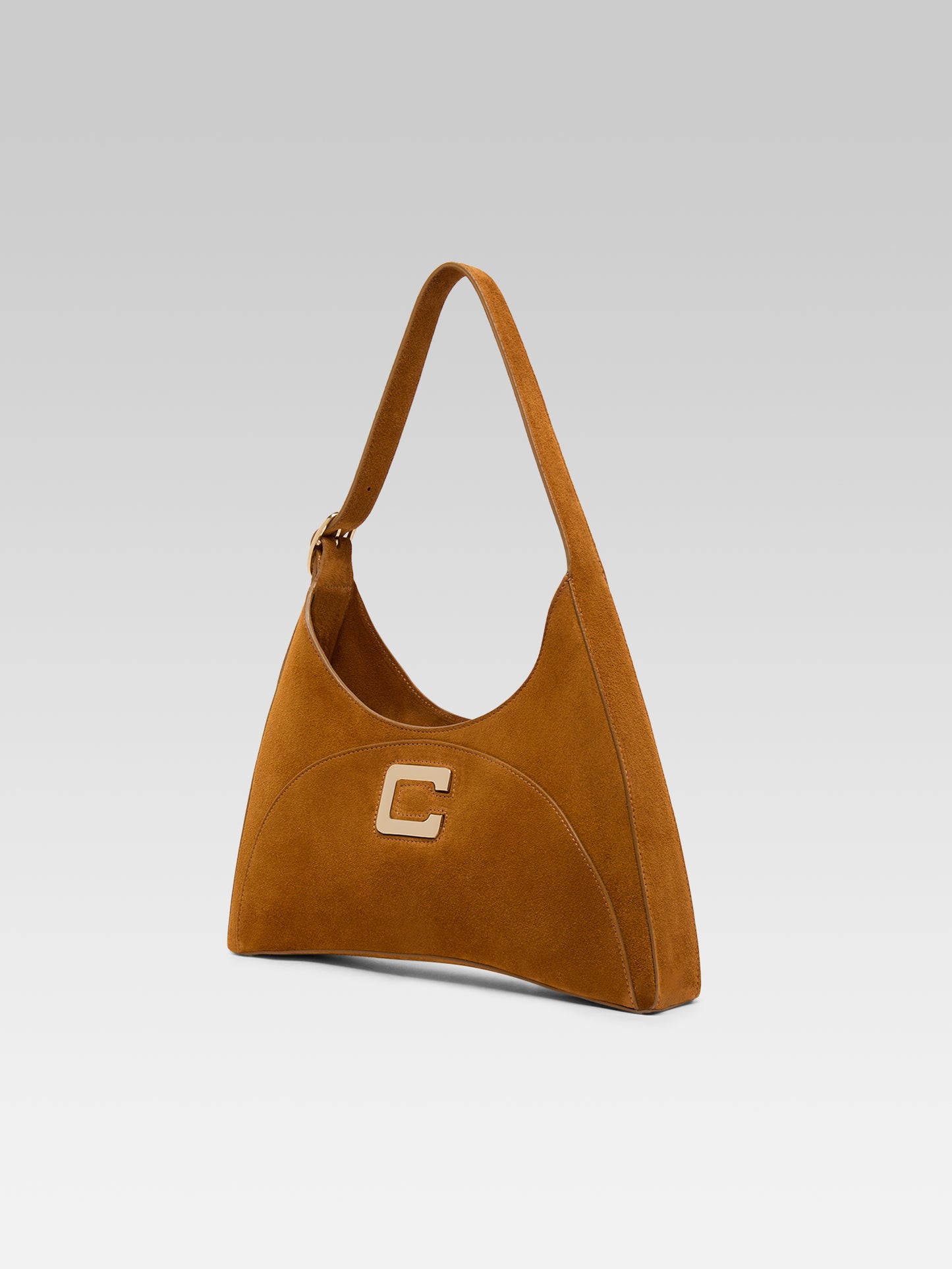 Concorde - Sac épaule cuir velours cognac