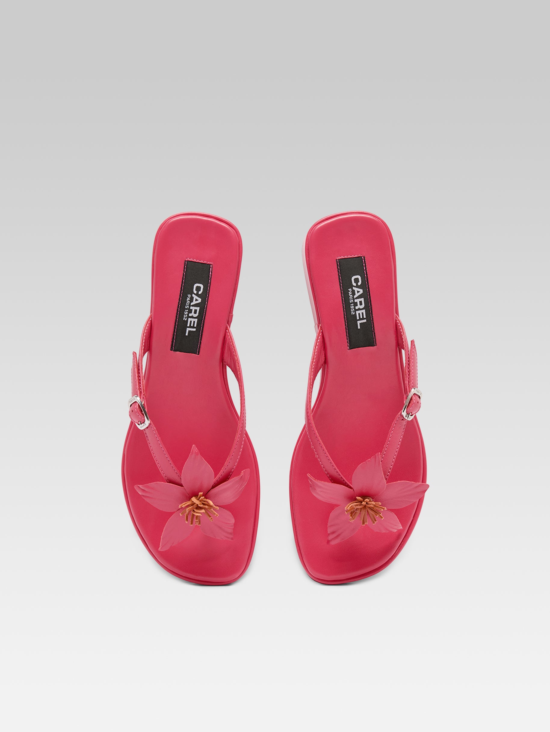 Piscine - Pink leather sandals with pink flower - Image number 9