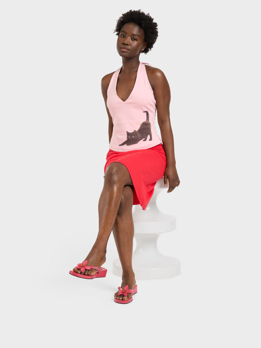 Piscine - Sandales cuir rose et fleur rose - Image numéro 7