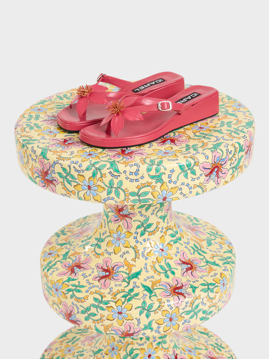 Piscine - Sandales cuir rose et fleur rose - Image numéro 11
