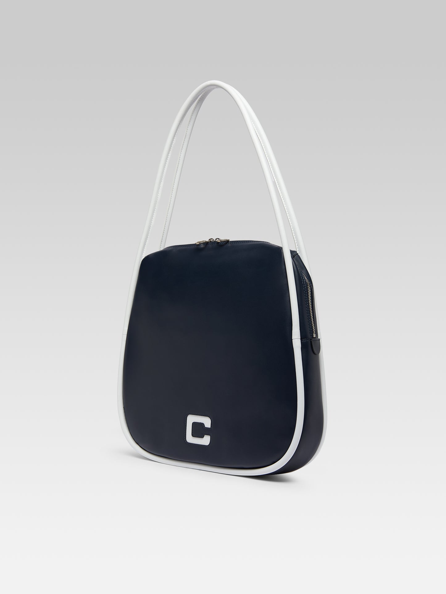 Germain - Navy blue and white leather tote bag