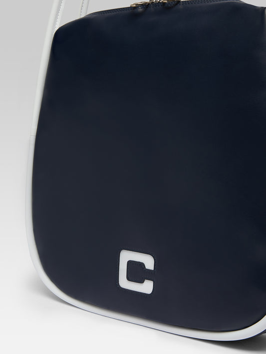 Germain - Navy blue and white leather tote bag - Image number 5