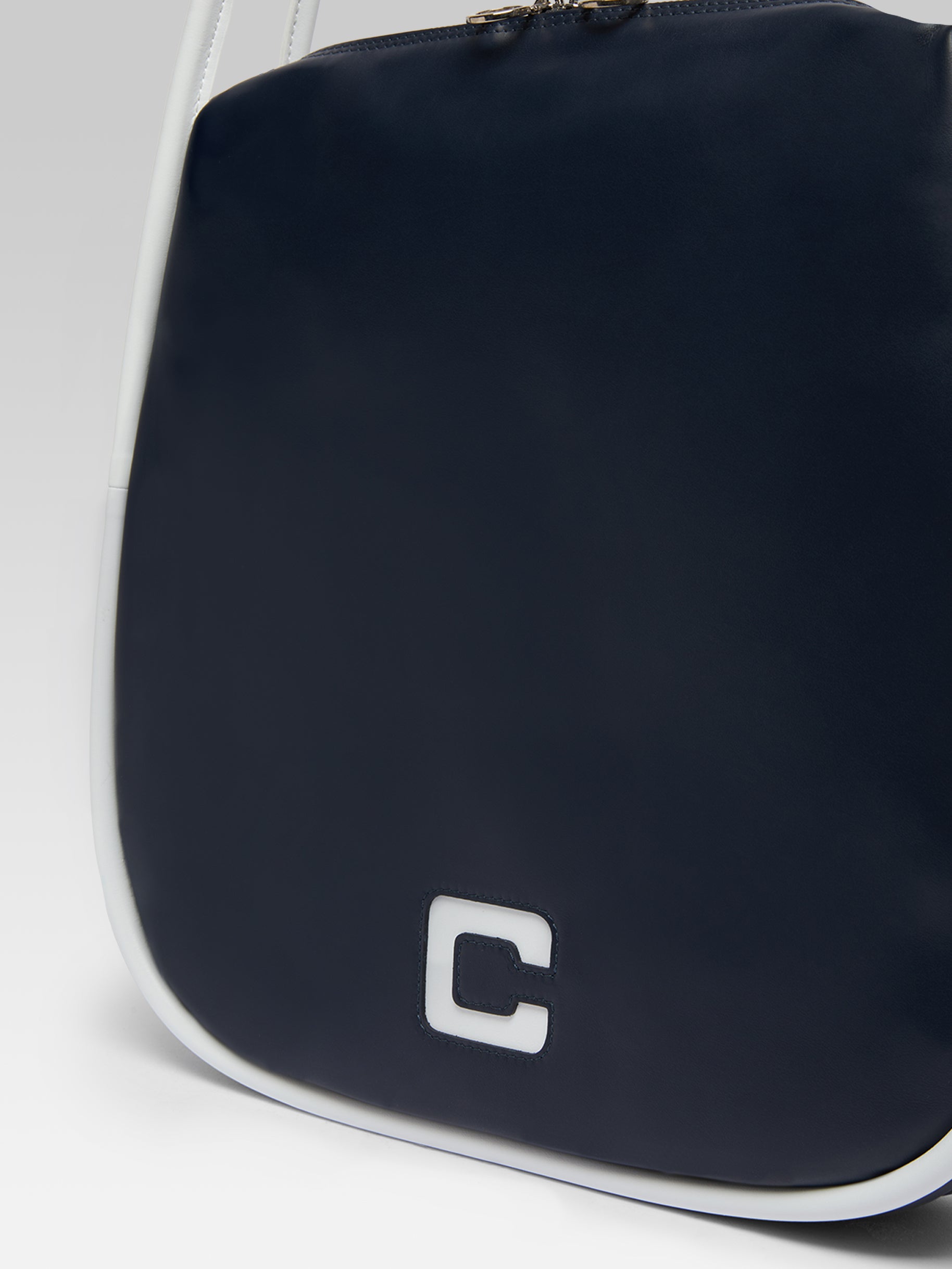 Germain - Navy blue and white leather tote bag - Image number 5