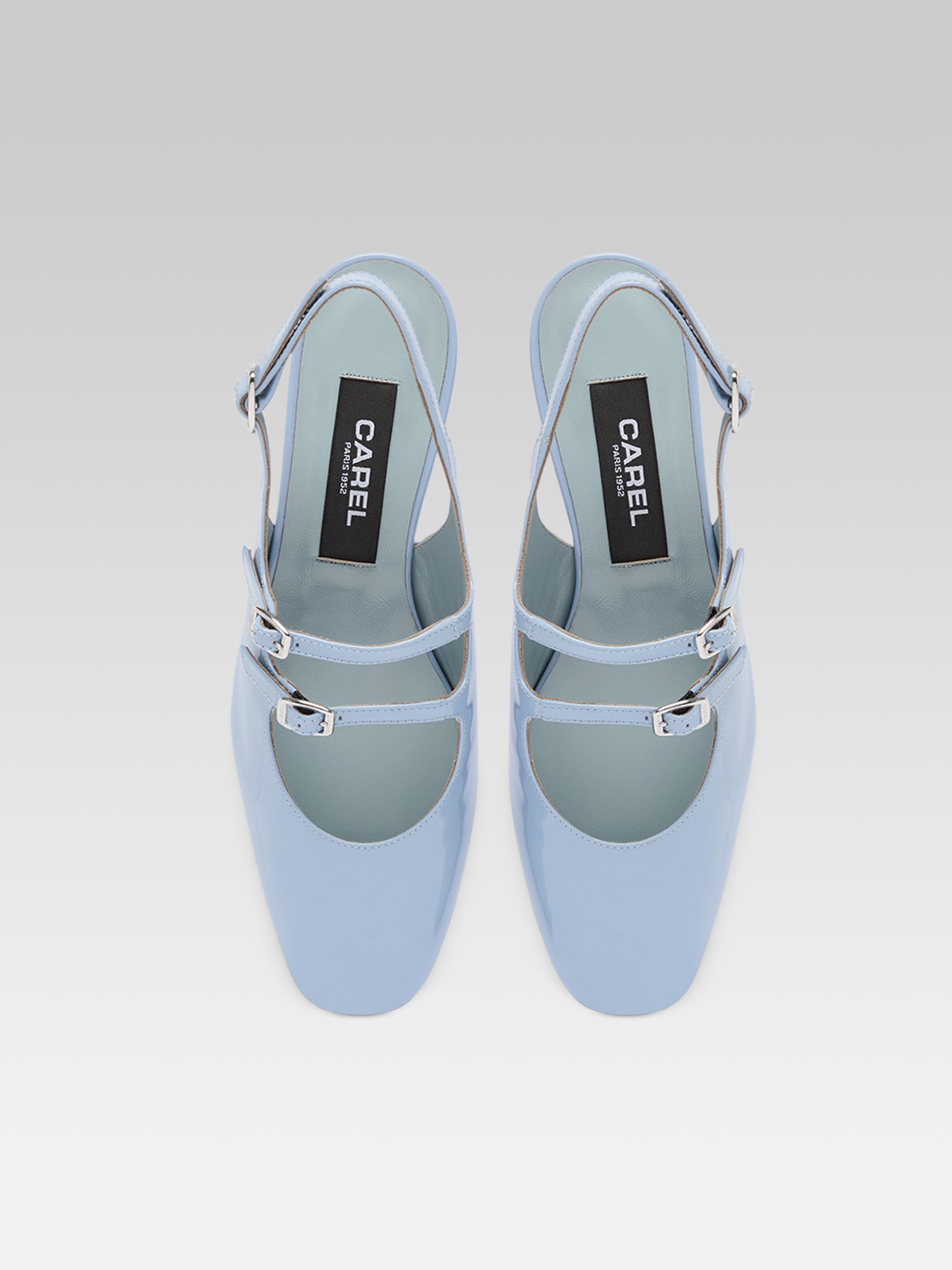 Peche - Babies slingback cuir verni bleu ciel