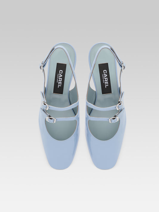 Peche - Babies slingback cuir verni bleu ciel - Image numéro 5
