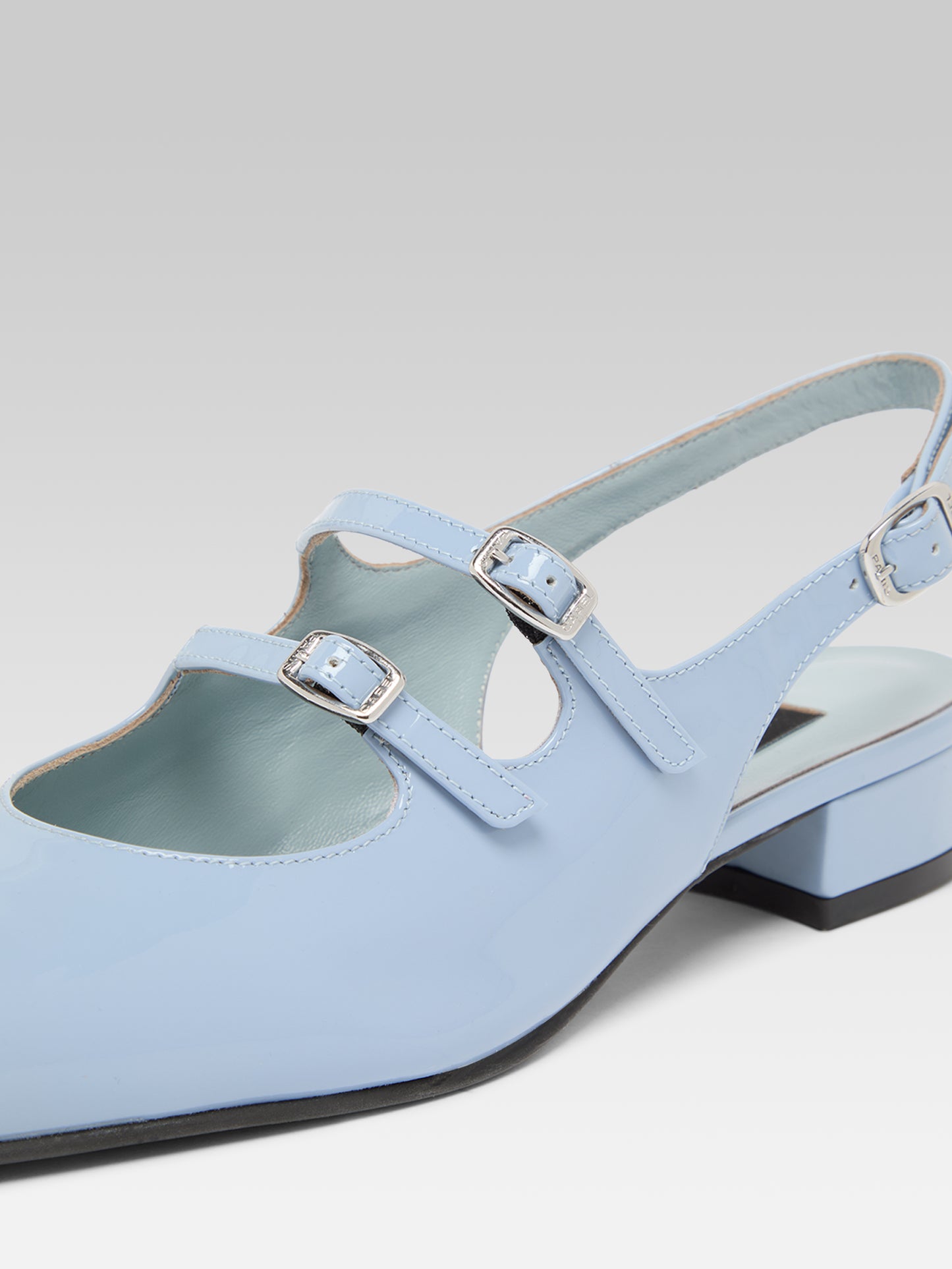 Peche - Babies slingback cuir verni bleu ciel