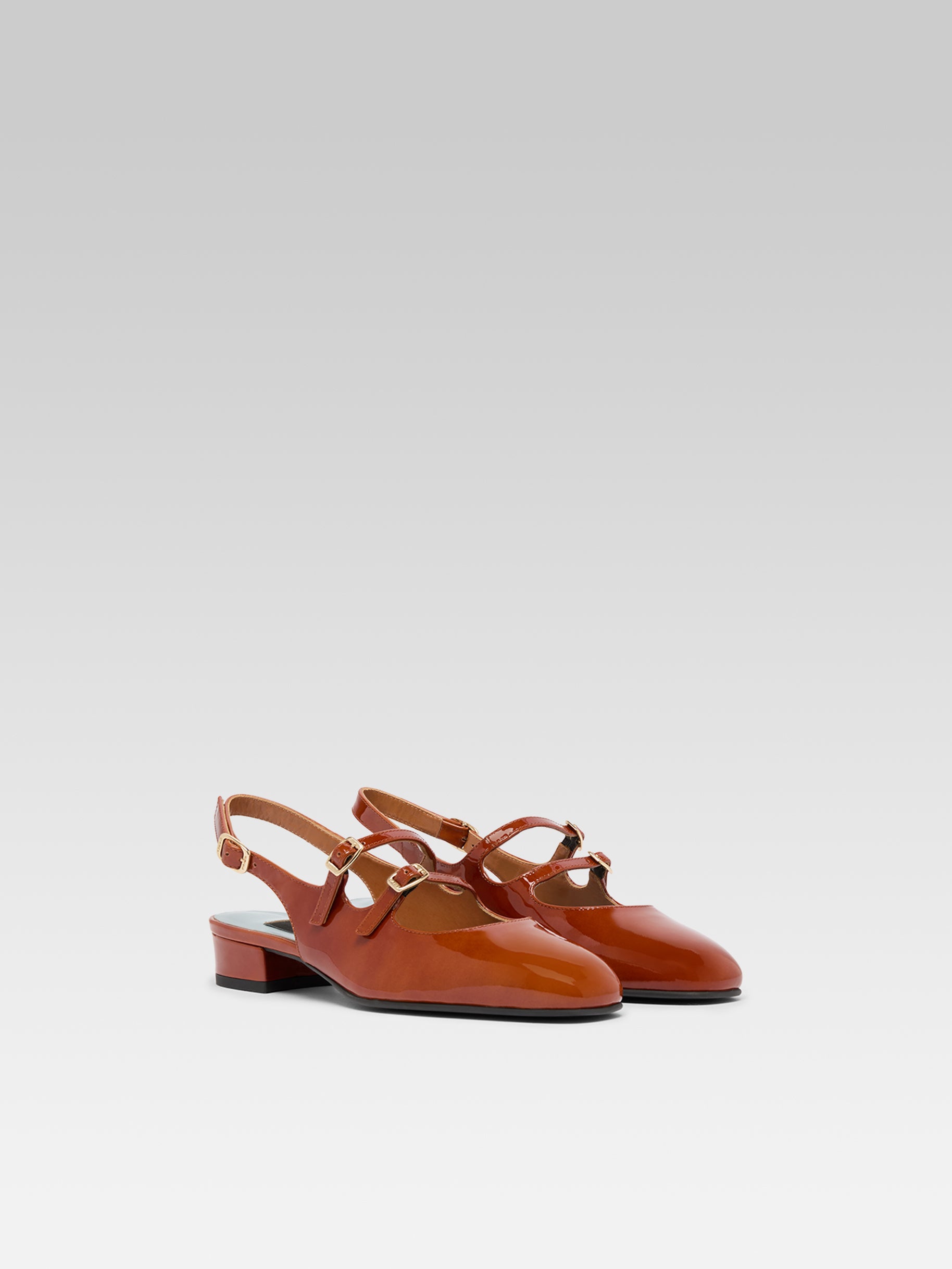 Peche - Caramel patent leather slingback Mary Janes - Image number 2