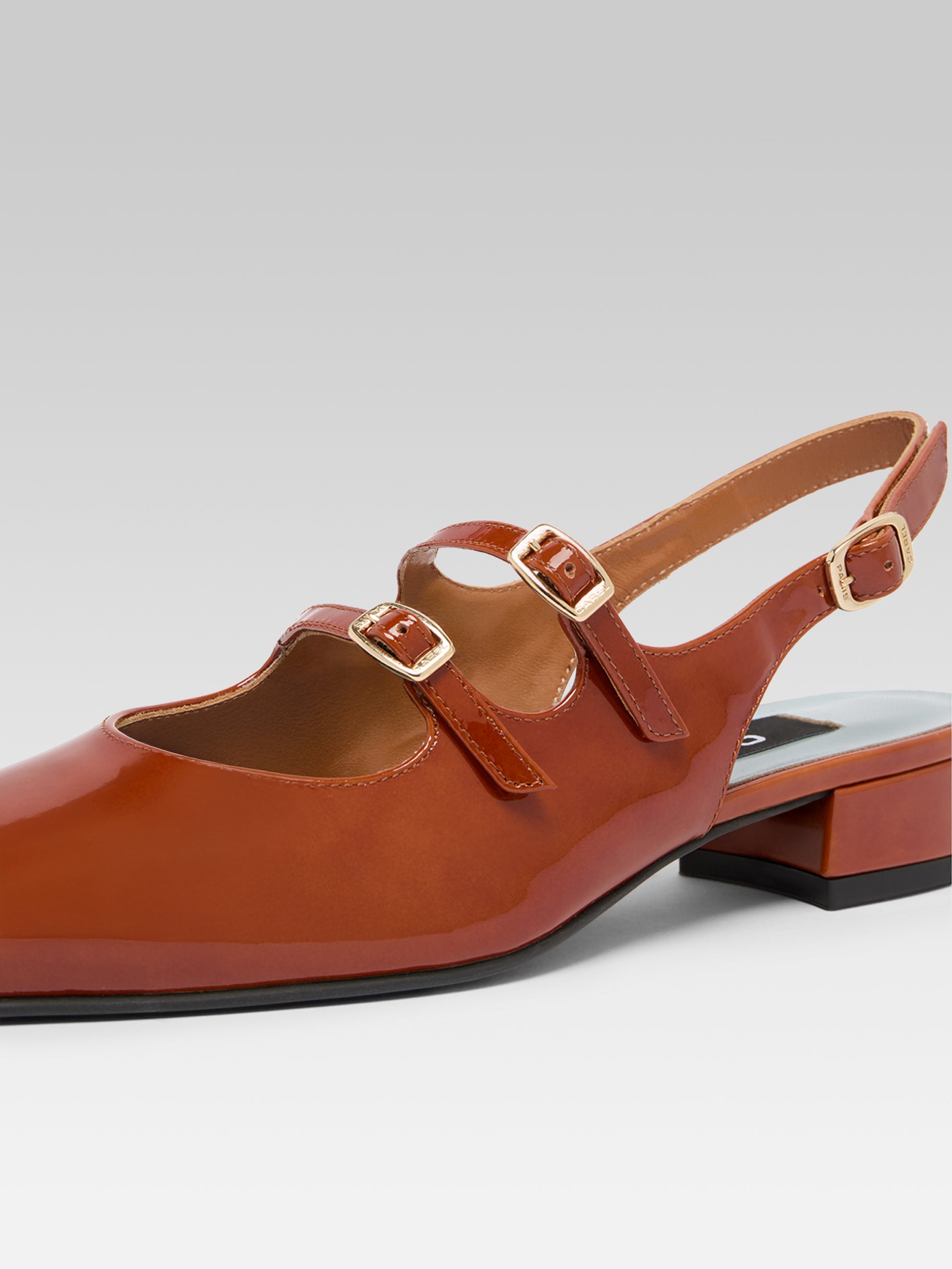 Peche - Caramel patent leather slingback Mary Janes - Image number 4
