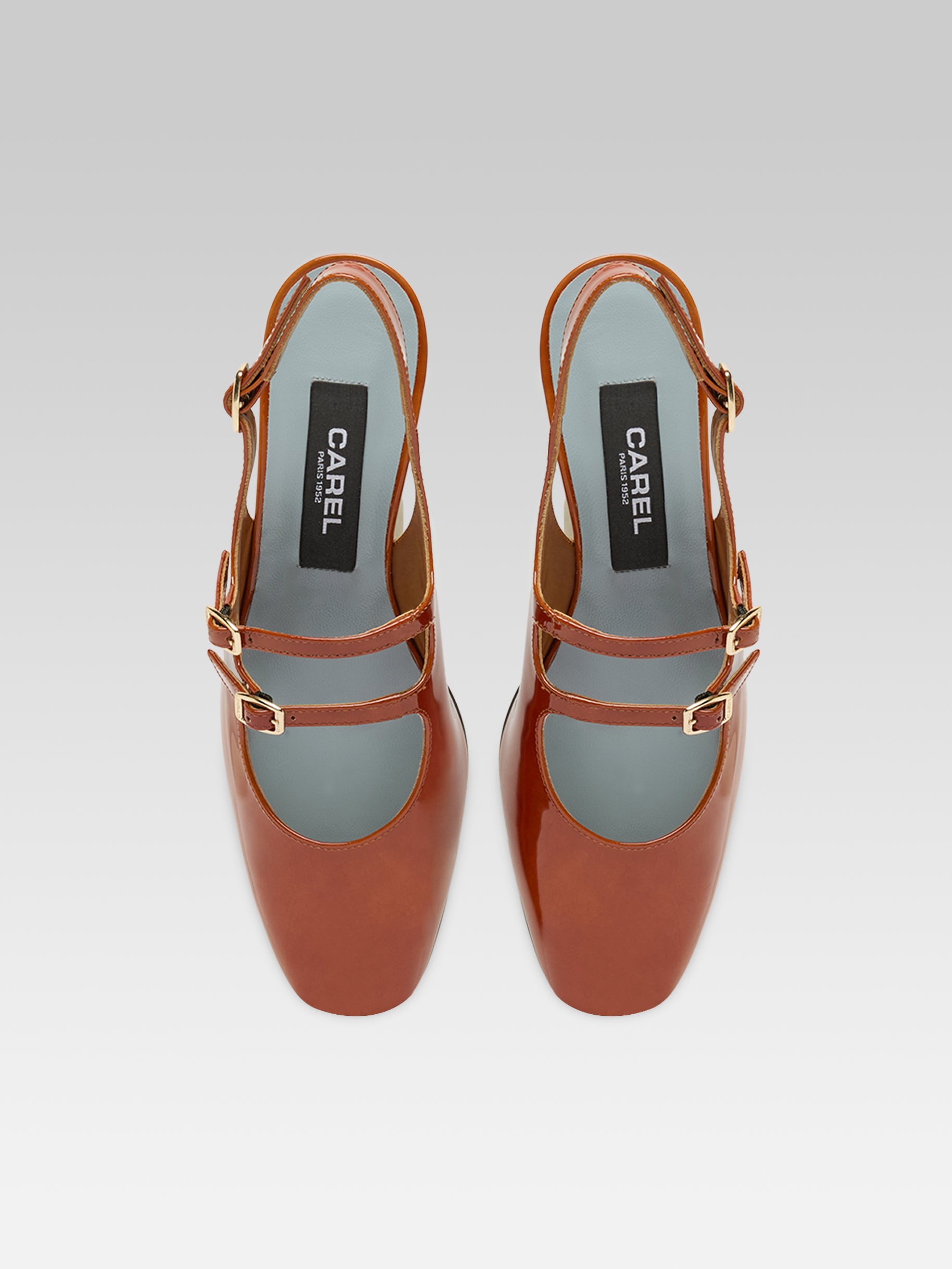 Peche - Caramel patent leather slingback Mary Janes - Image number 3