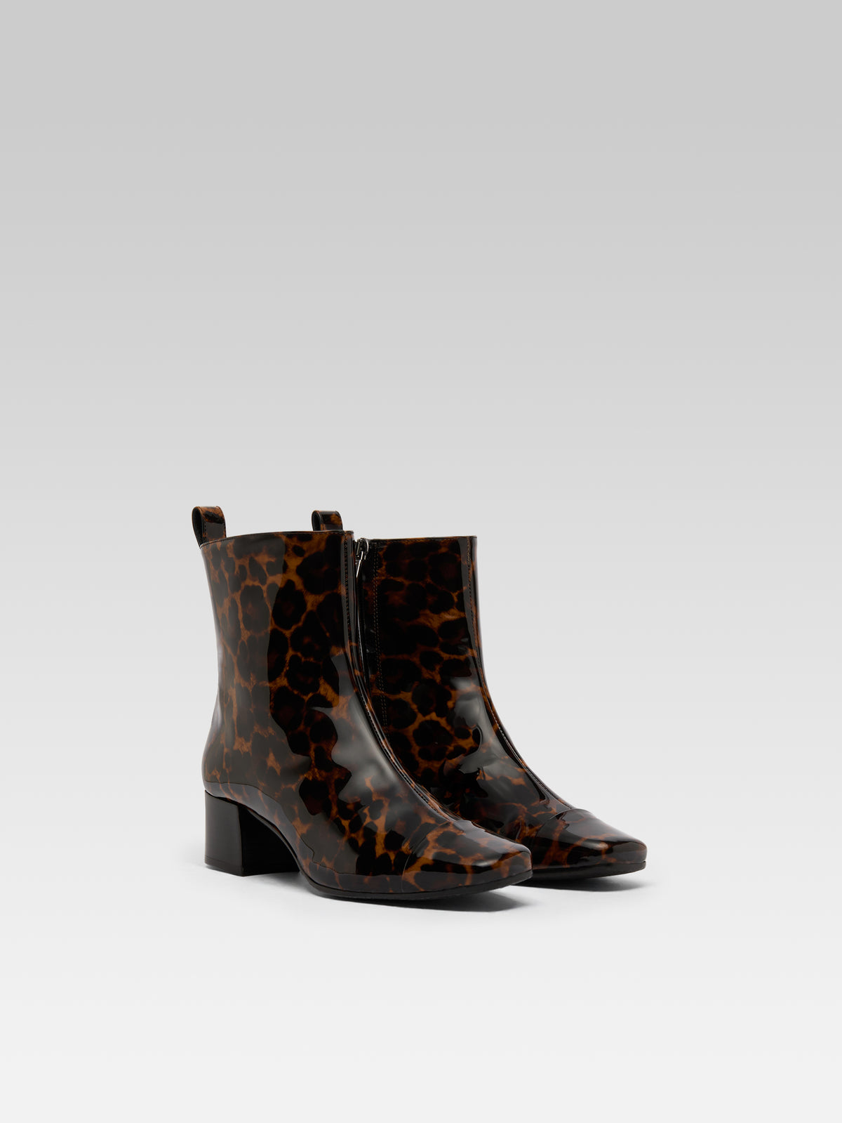 Estime - Bottines cuir verni leopard