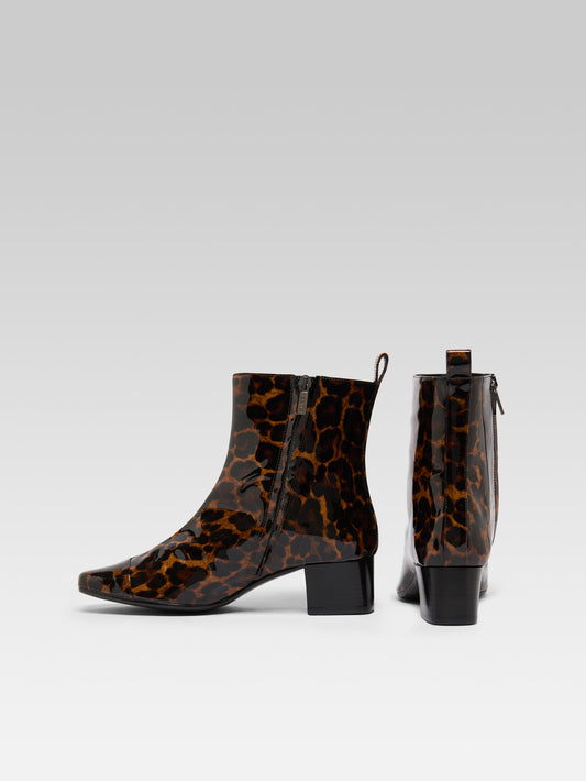 Estime - Bottines cuir verni leopard - Image numéro 3