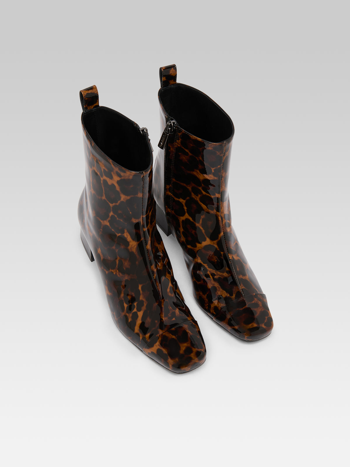 Estime - Bottines cuir verni leopard
