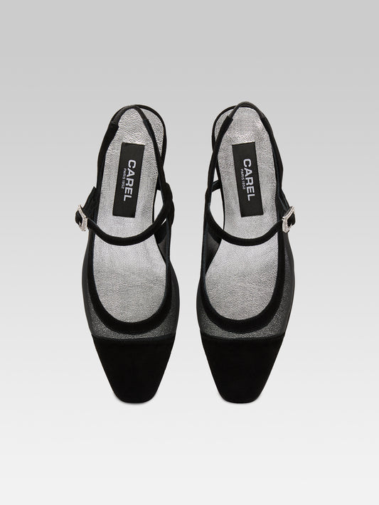 Oceanight - Black suede leather and mesh slingbacks - Image number 5