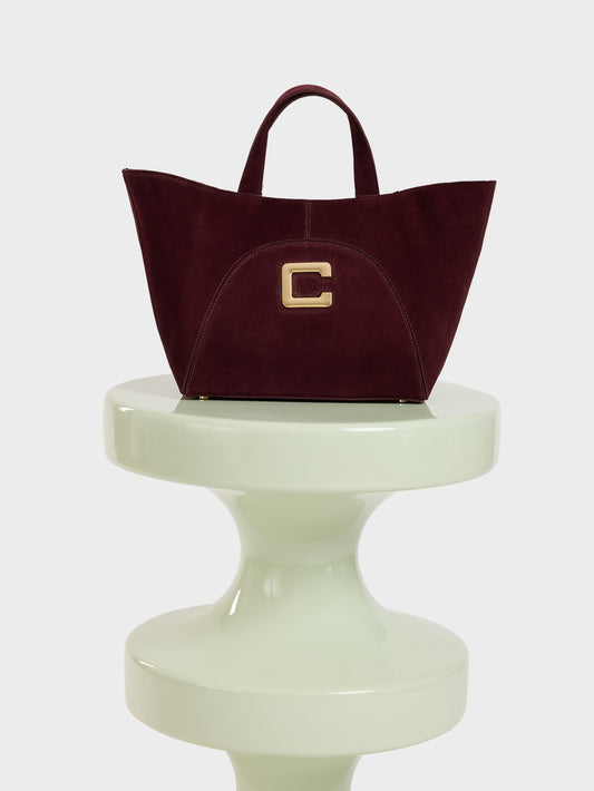 Clem - Aubergine suede leather mini tote bag - Image number 7