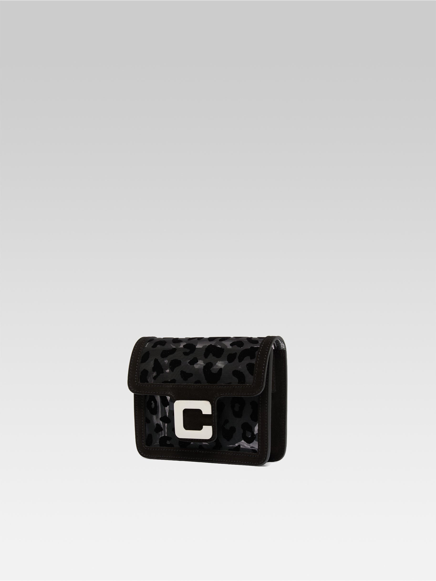 Mini Sorbonne - Black mesh and leopard suede leather bag - Image number 2