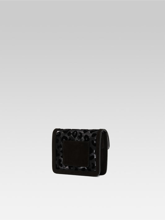 Mini Sorbonne - Black mesh and leopard suede leather bag - Image number 5