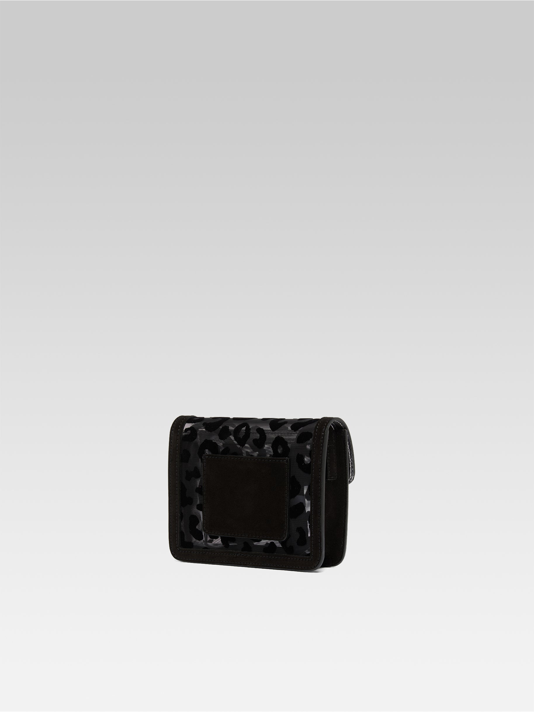 Mini Sorbonne - Black mesh and leopard suede leather bag - Image number 5