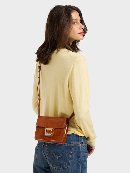 Mini Sorbonne - Sac cuir verni caramel - Image numéro 2