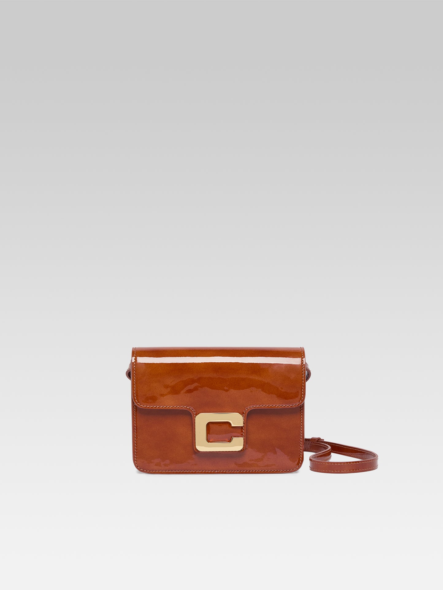Mini Sorbonne - Sac cuir verni caramel