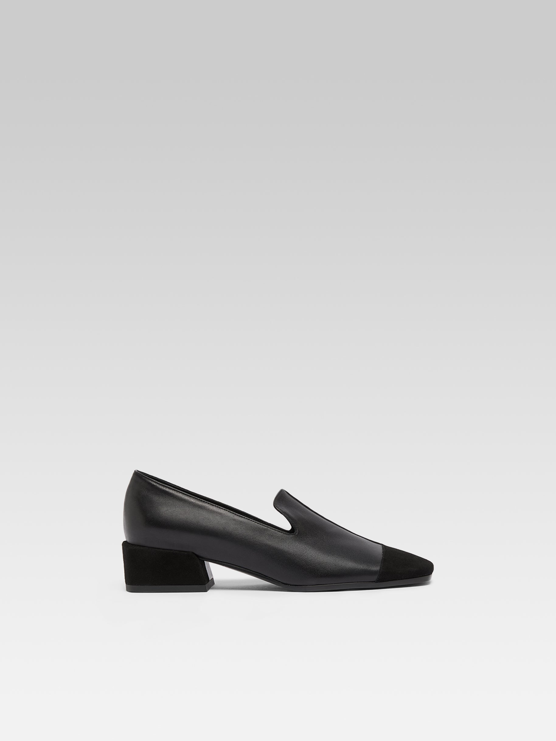 Silvia - Moccasins cuir et cuir velours noir - Image numéro 1