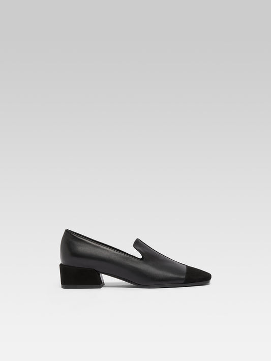 Silvia - Moccasins cuir et cuir velours noir