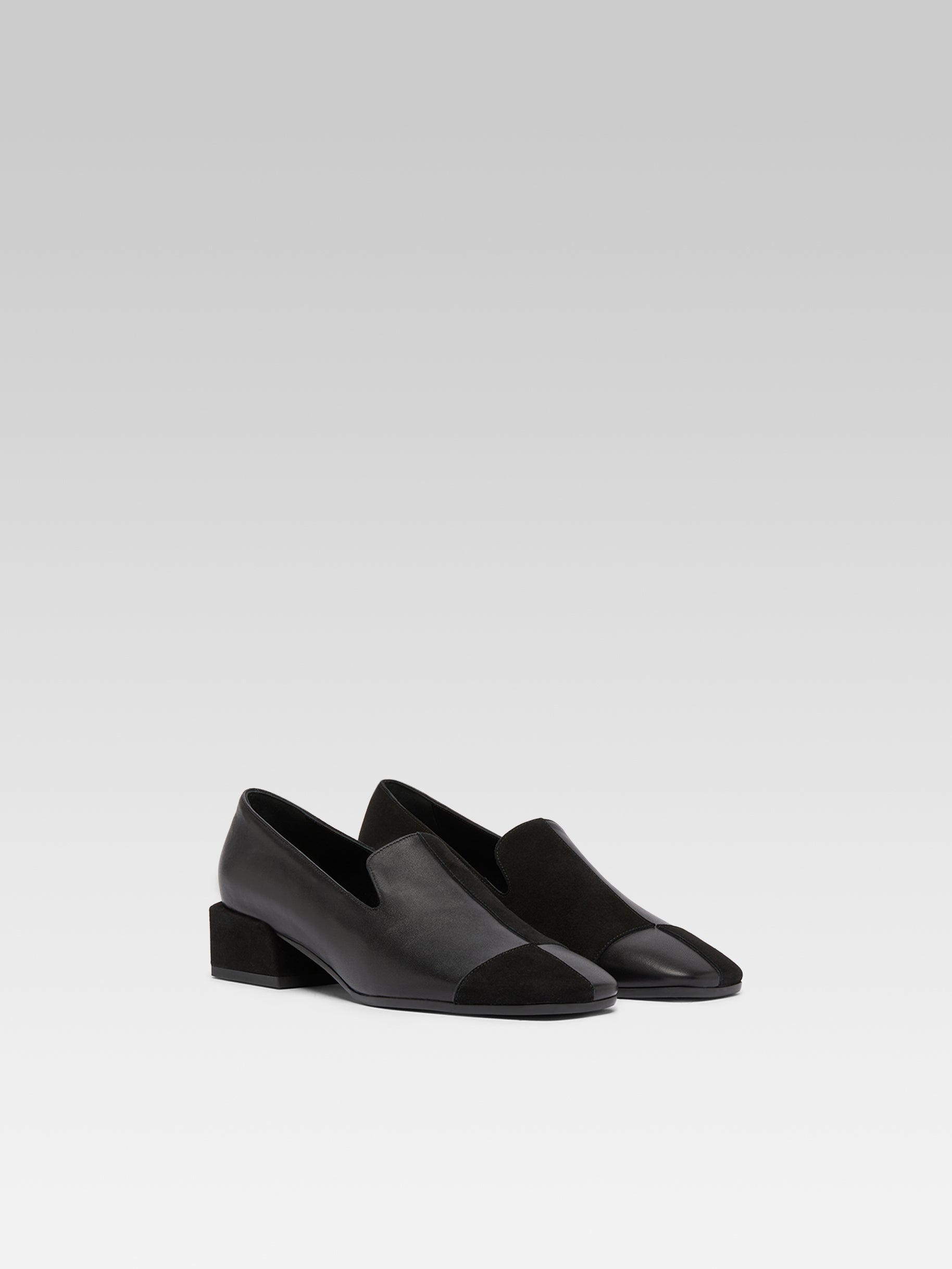 Silvia - Moccasins cuir et cuir velours noir - Image numéro 2
